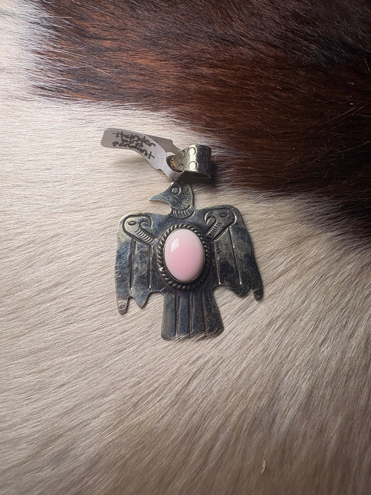 Pink Conch Thunderbird Pendant