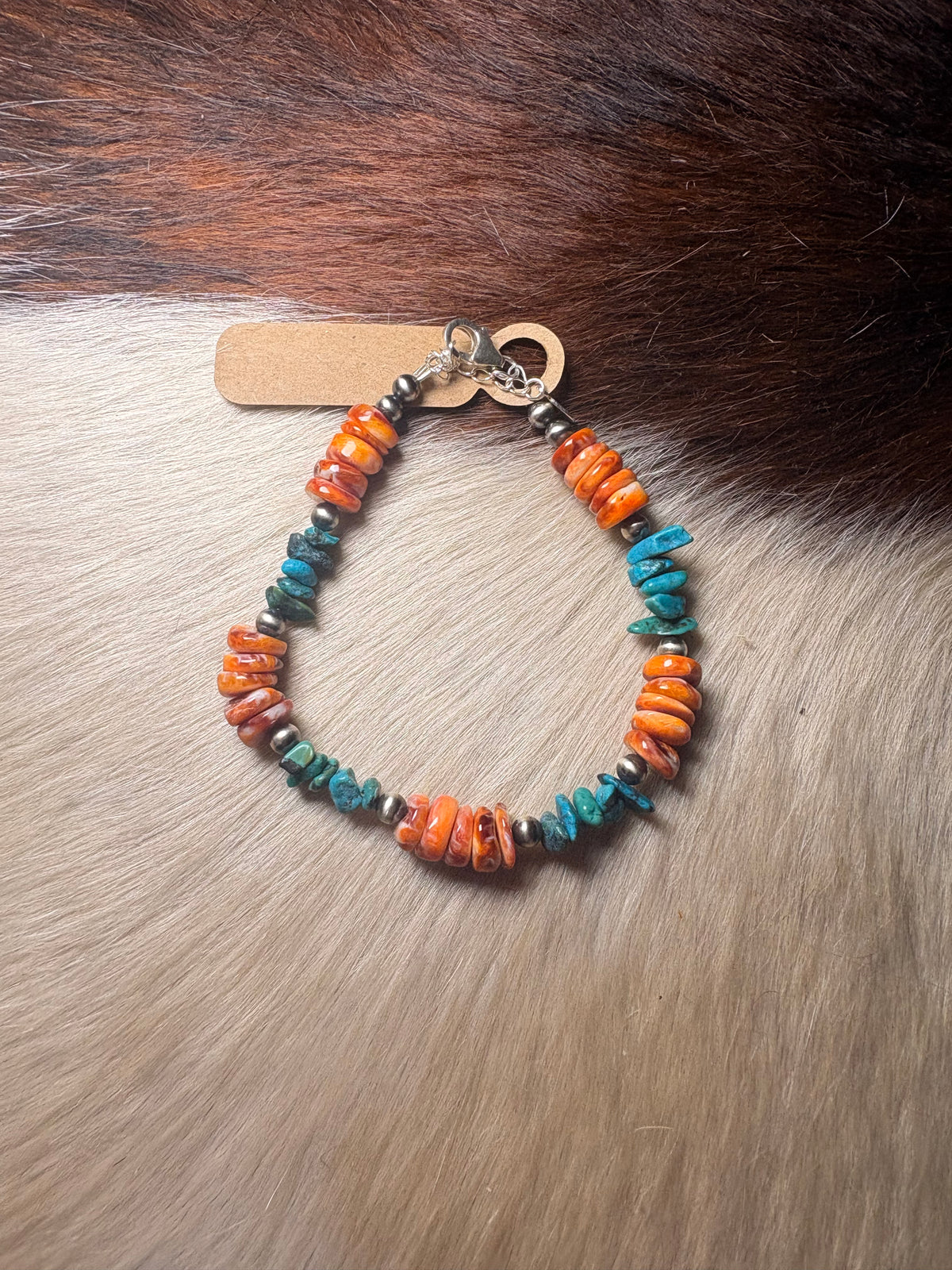Orange Spiny/ Turquoise Bracelet