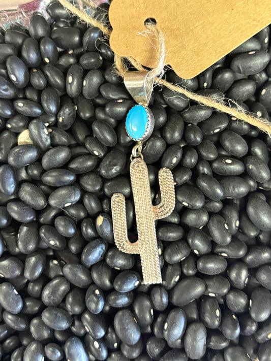 Cactus and turquoise pendant
