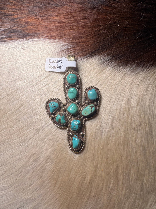 Turquoise cactus pendant