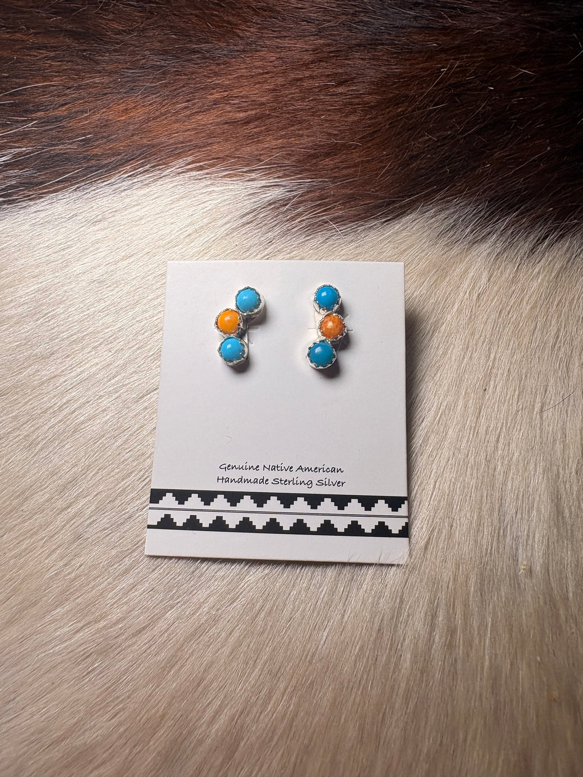 Turquoise/Orange Spiny Studs