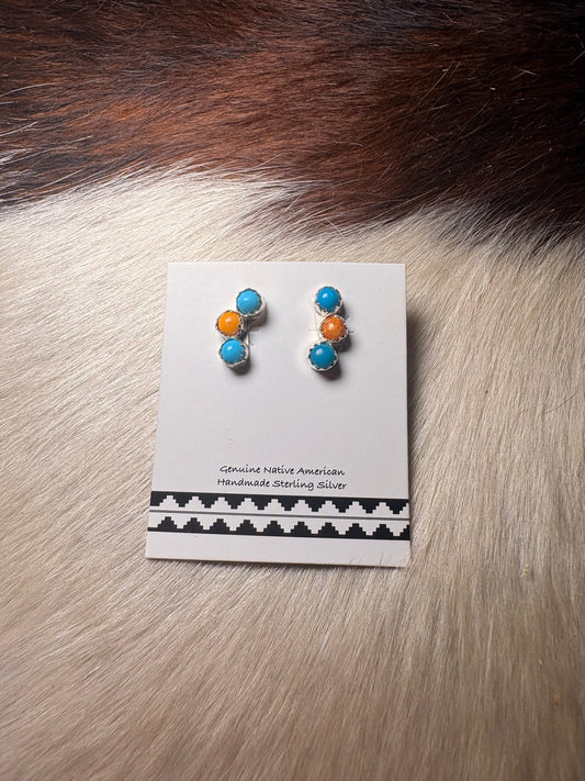 Turquoise/Orange Spiny Studs